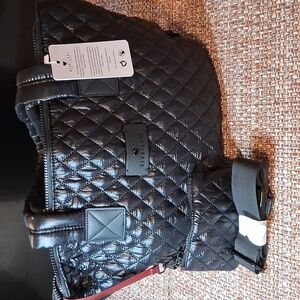 Heartlove Black Quilted Tote Bag By Charo New With Tags